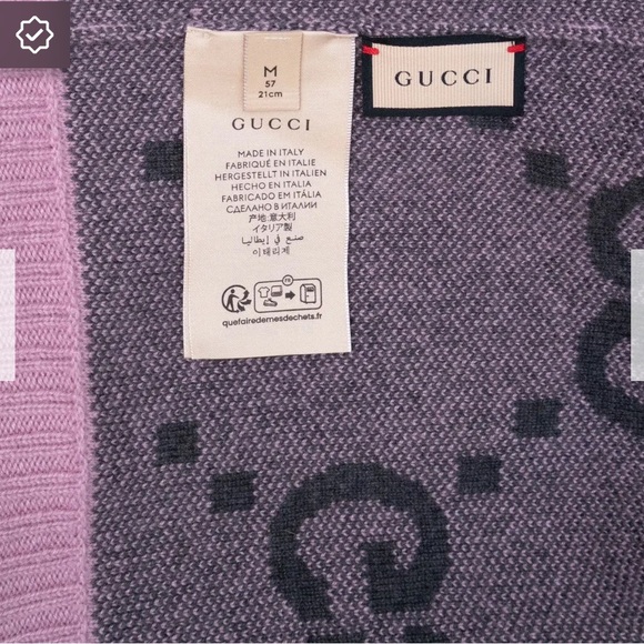 GUCCI Grey & Pink Cashmere Beanie - size M - Picture 2 of 3